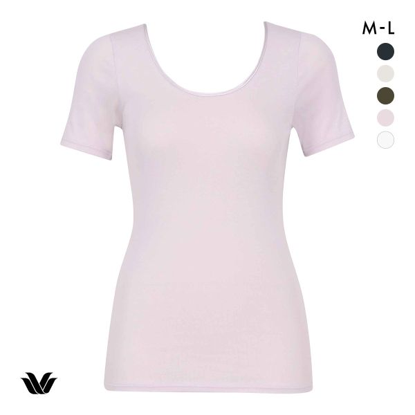 ワコール WACOALコットン オーガニックコットン100％ Uネック 3分袖インナー ニットトップ 半袖 ML Wacoal