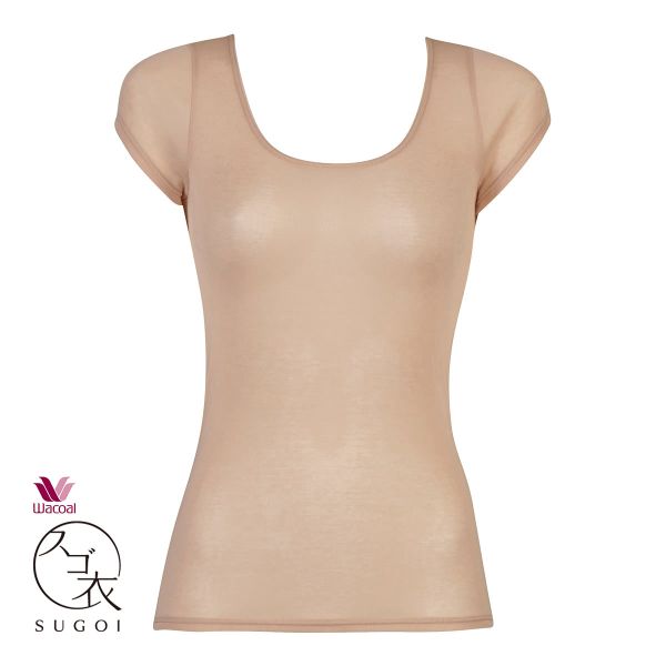ワコール Wacoal スゴ衣 薄い、軽い、涼しい 2分袖 トップス インナー 薄手 吸汗速乾 LL