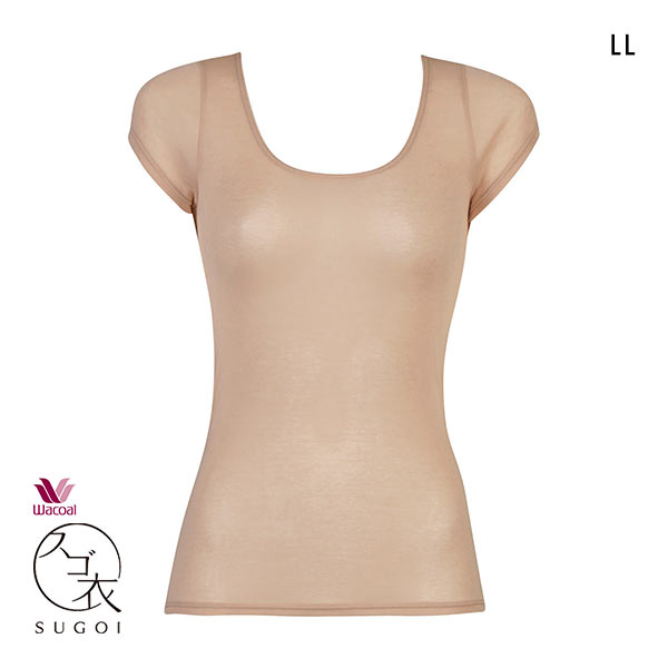 ワコール Wacoal スゴ衣 薄い、軽い、涼しい 2分袖 トップス インナー 薄手 吸汗速乾 LL