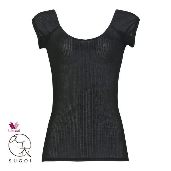 ワコール Wacoal スゴ衣 快適プラス 薄い、軽い、涼しい リブ フレンチ袖 インナー 脇汗 薄手 吸汗速乾 LL レディース
