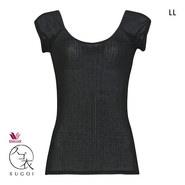 ワコール Wacoal スゴ衣 快適プラス 薄い、軽い、涼しい リブ フレンチ袖 インナー 脇汗 薄手 吸汗速乾 LL レディース