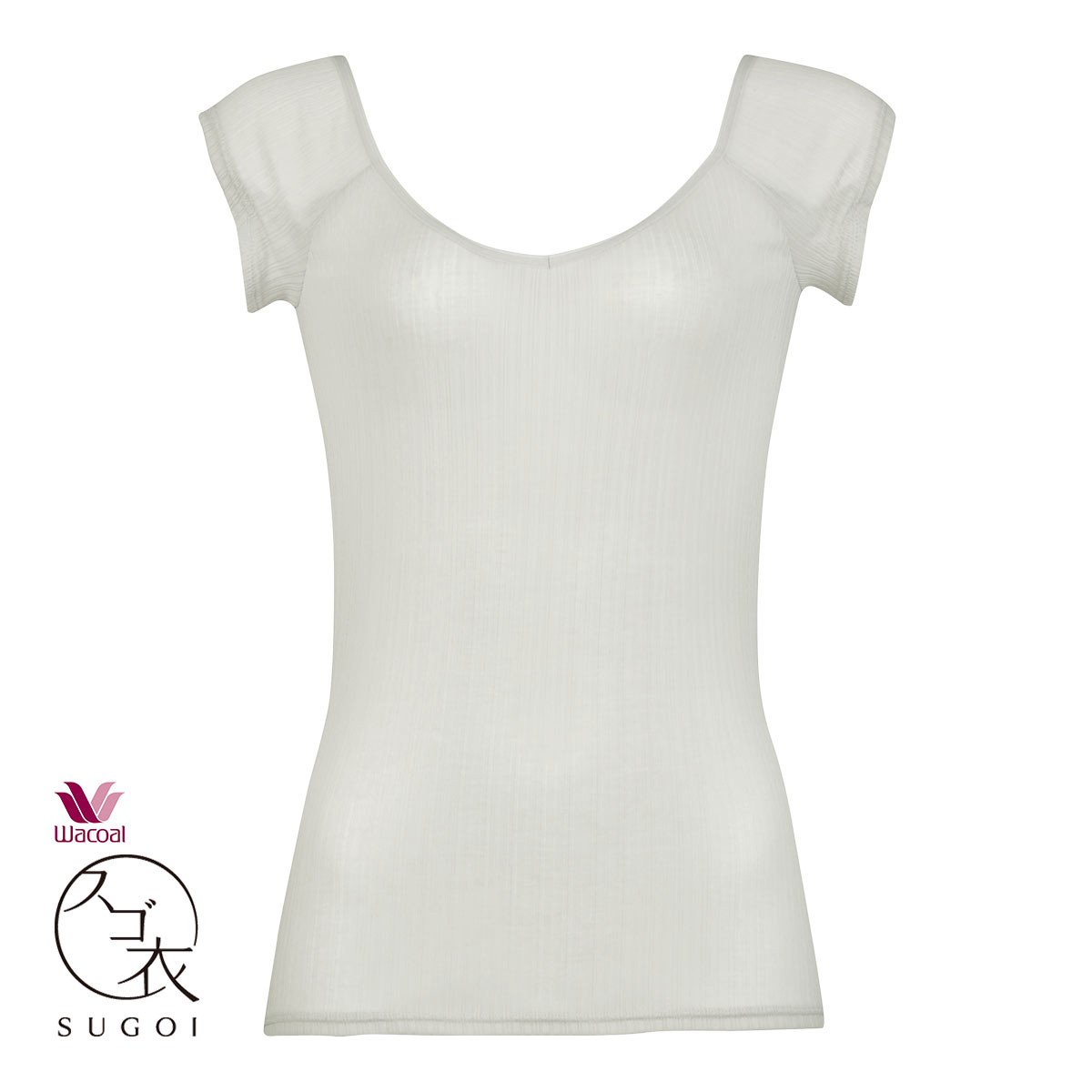 ワコール Wacoal スゴ衣 快適プラス 薄い、軽い、涼しい リブ フレンチ袖 インナー 脇汗 薄手 吸汗速乾 ML レディース(LGY-薄グレー-M)