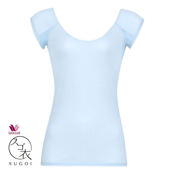 ワコール Wacoal スゴ衣 快適プラス 薄い、軽い、涼しい リブ フレンチ袖 インナー 脇汗 薄手 吸汗速乾 ML レディース