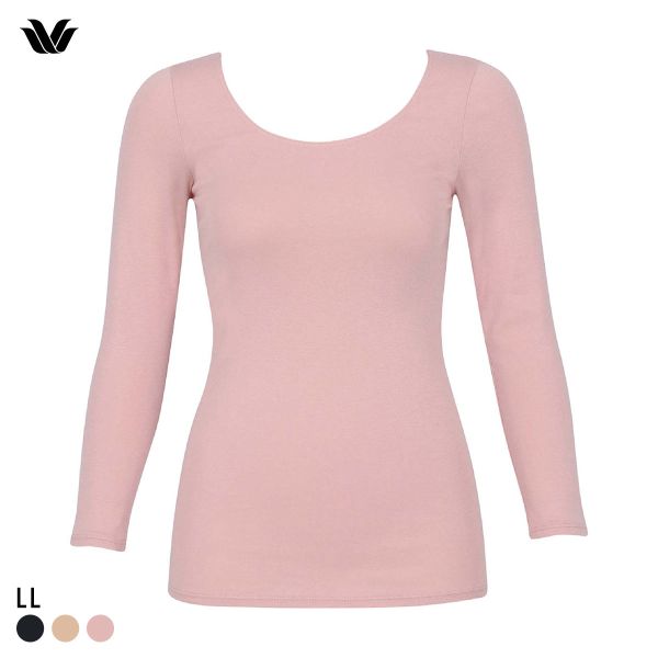 ワコール WACOALコットン ふんわりあったかタイプ Uネック 長袖 8分袖 トップス LL インナー 保温 Wacoal