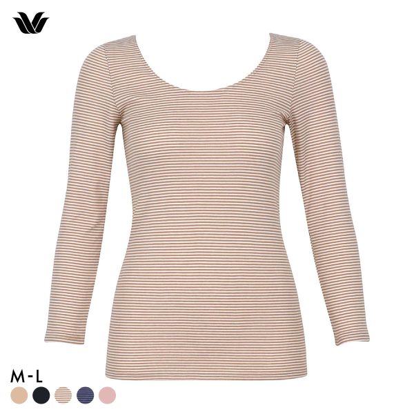 ワコール WACOALコットン ふんわりあったかタイプ Uネック 長袖 8分袖 トップス ML インナー 保温 Wacoal