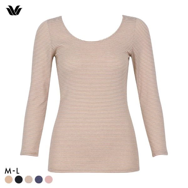 ワコール WACOALコットン ふんわりあったかタイプ Uネック 長袖 8分袖 トップス ML インナー 保温 Wacoal