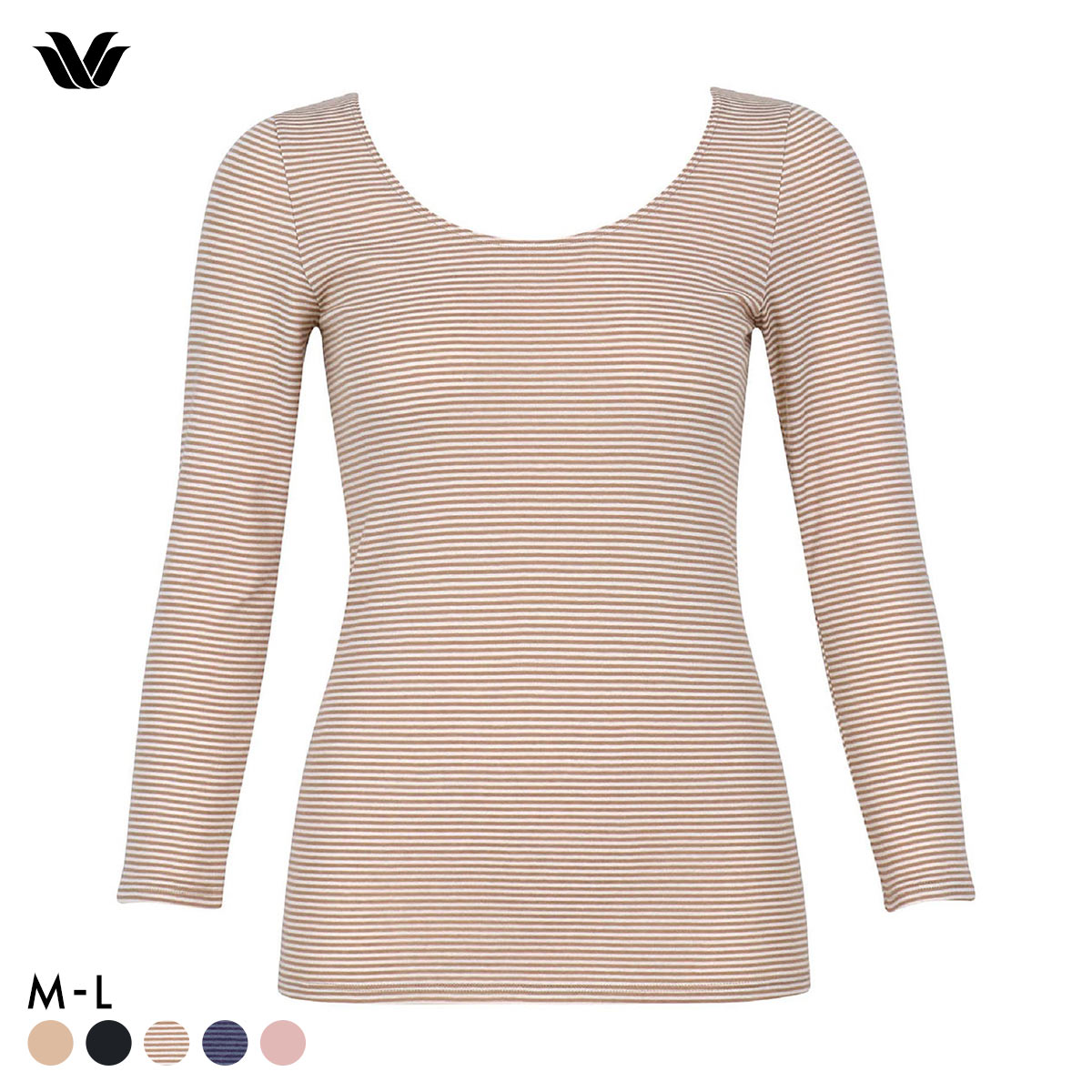 ワコール WACOALコットン ふんわりあったかタイプ Uネック 長袖 8分袖 トップス ML インナー 保温 Wacoal(BE2-ベージュ2-M)