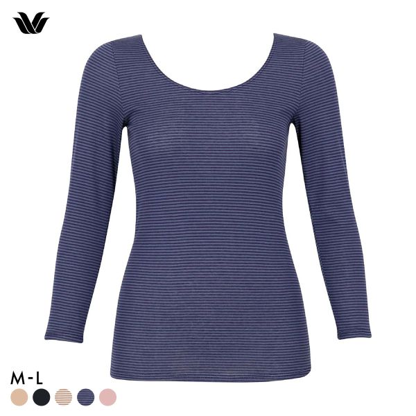 ワコール WACOALコットン ふんわりあったかタイプ Uネック 長袖 8分袖 トップス ML インナー 保温 Wacoal