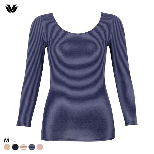 ワコール WACOALコットン ふんわりあったかタイプ Uネック 長袖 8分袖 トップス ML インナー 保温 Wacoal