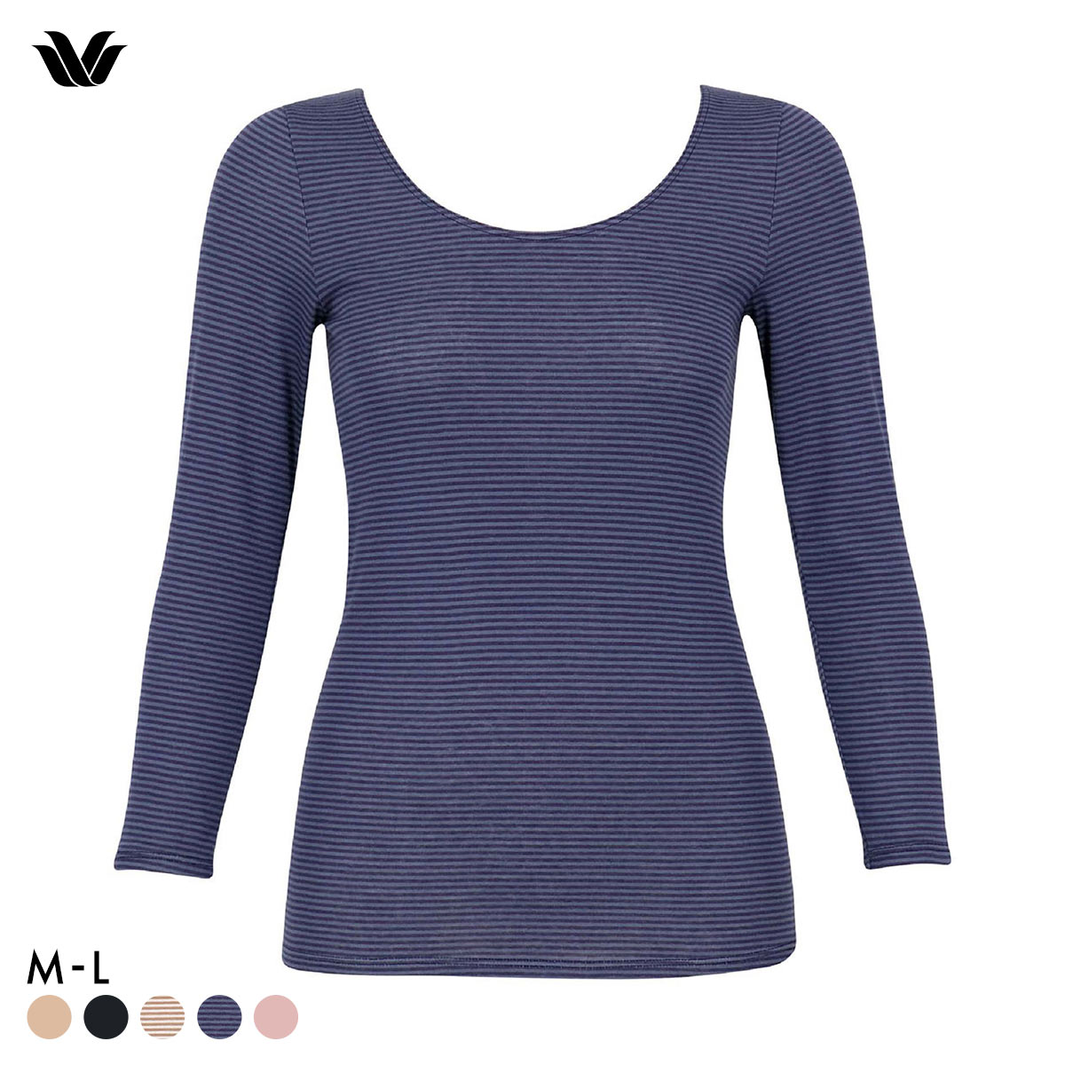 ワコール WACOALコットン ふんわりあったかタイプ Uネック 長袖 8分袖 トップス ML インナー 保温 Wacoal(KO-コン-M)