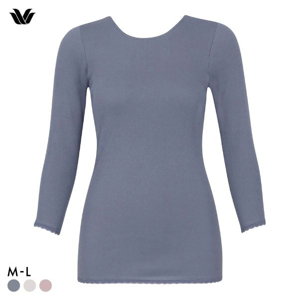 ワコール WACOALコットン オーガニックコットン100％ あったか ゆったりタイプ 冬用 長袖 8分袖 Uネック インナー ML 保温 Wacoal