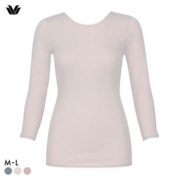 ワコール WACOALコットン オーガニックコットン100％ あったか ゆったりタイプ 冬用 長袖 8分袖 Uネック インナー ML 保温 Wacoal