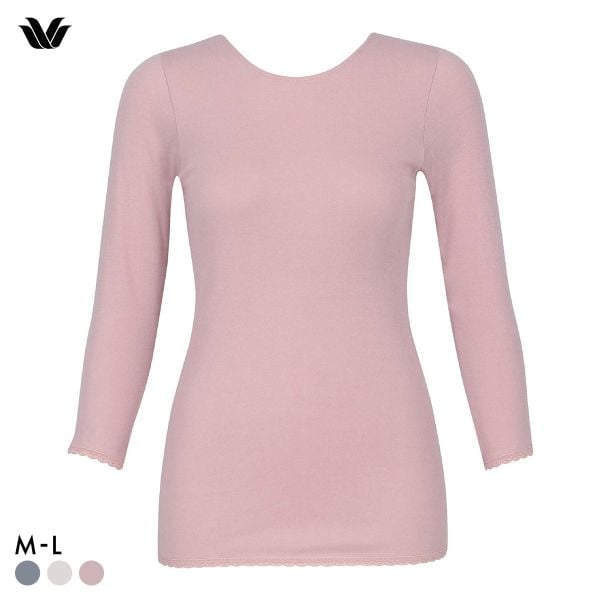 ワコール WACOALコットン オーガニックコットン100％ あったか ゆったりタイプ 冬用 長袖 8分袖 Uネック インナー ML 保温 Wacoal