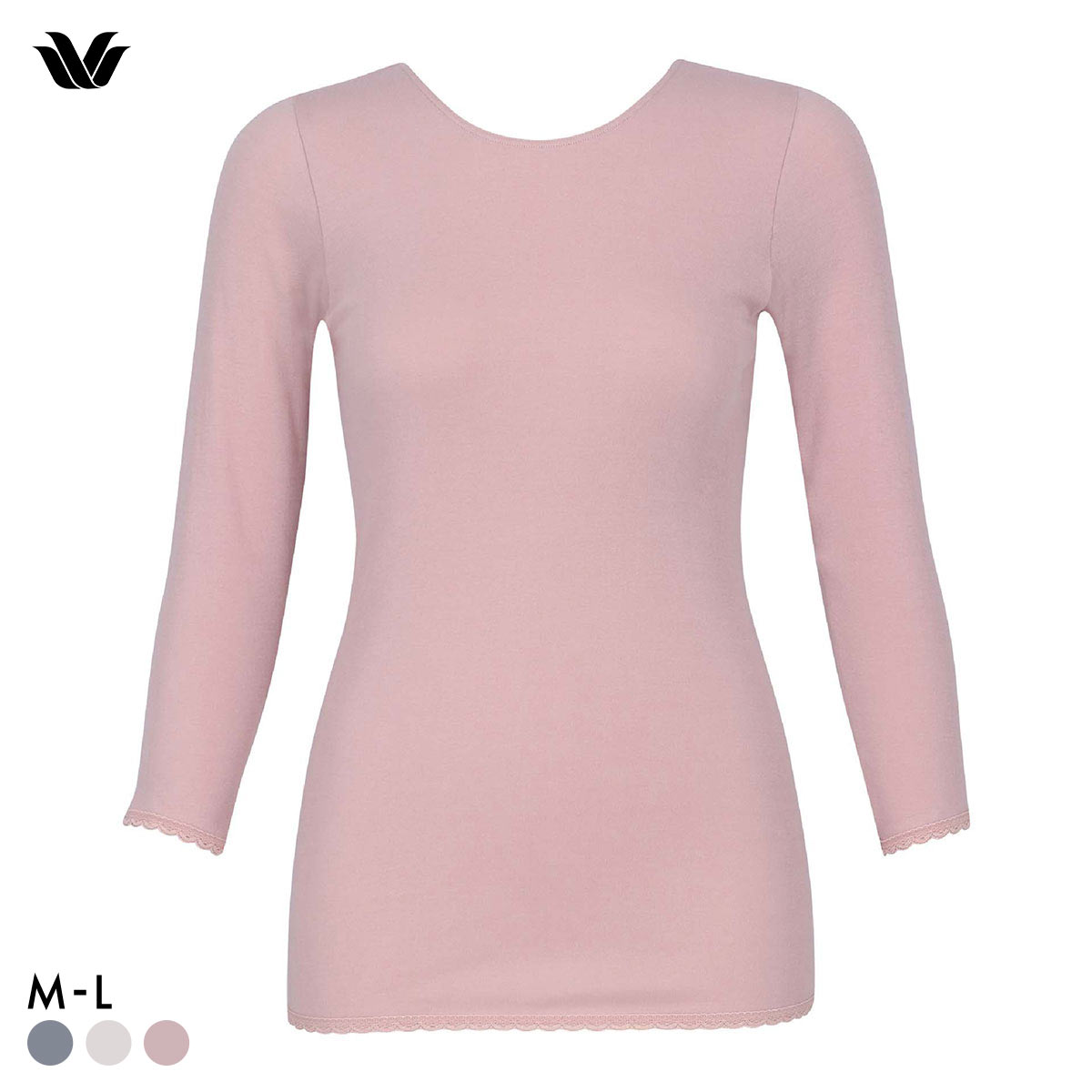 ワコール WACOALコットン オーガニックコットン100％ あったか ゆったりタイプ 冬用 長袖 8分袖 Uネック インナー ML 保温 Wacoal(PI-ピンク-M)