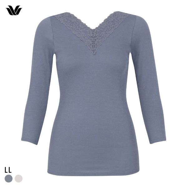 ワコール WACOALコットン オーガニックコットン100％ あったか ゆったりタイプ 冬用 長袖 8分袖 Vネック インナー LL 保温 Wacoal