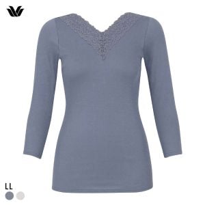 ワコール WACOALコットン オーガニックコットン100％ あったか ゆったりタイプ 冬用 長袖 8分袖 Vネック インナー LL 保温 Wacoal