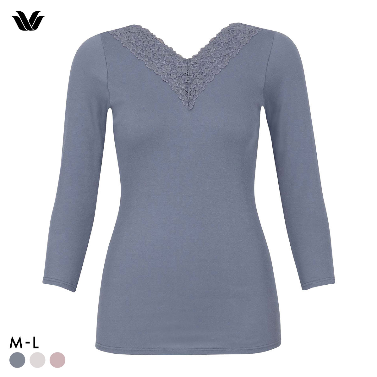 ワコール WACOALコットン オーガニックコットン100％ あったか ゆったりタイプ 冬用 長袖 8分袖 Vネック インナー ML 保温 Wacoal(GY-グレー-M)