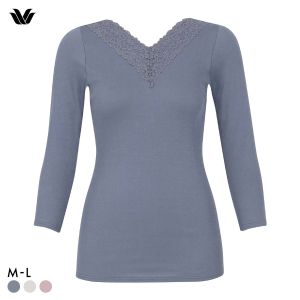 ワコール WACOALコットン オーガニックコットン100％ あったか ゆったりタイプ 冬用 長袖 8分袖 Vネック インナー ML 保温 Wacoal