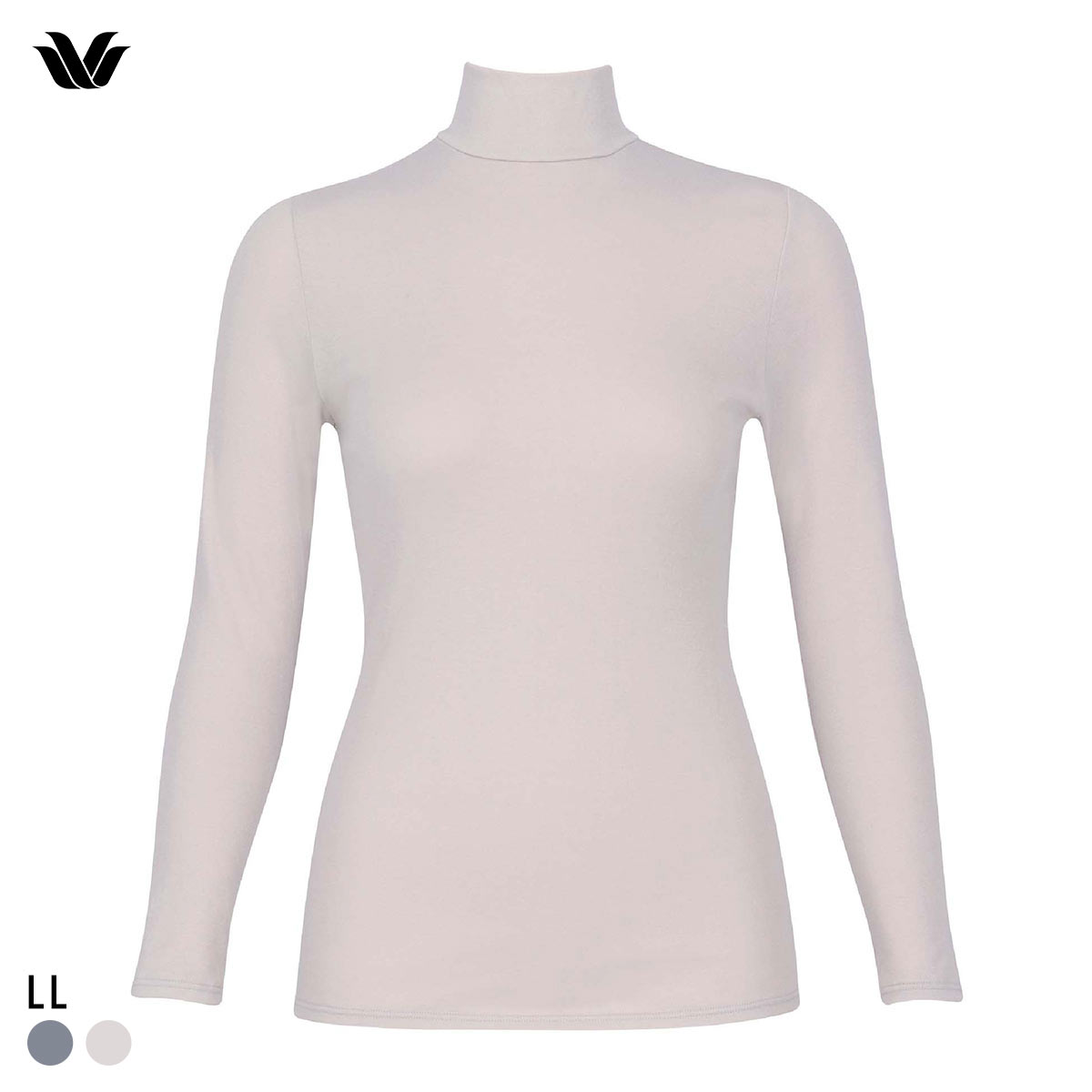 ワコール WACOALコットン オーガニックコットン100％ あったか ゆったりタイプ 冬用 長袖 ボトルネック インナー LL 保温 Wacoal(LGY-薄グレー-LL)