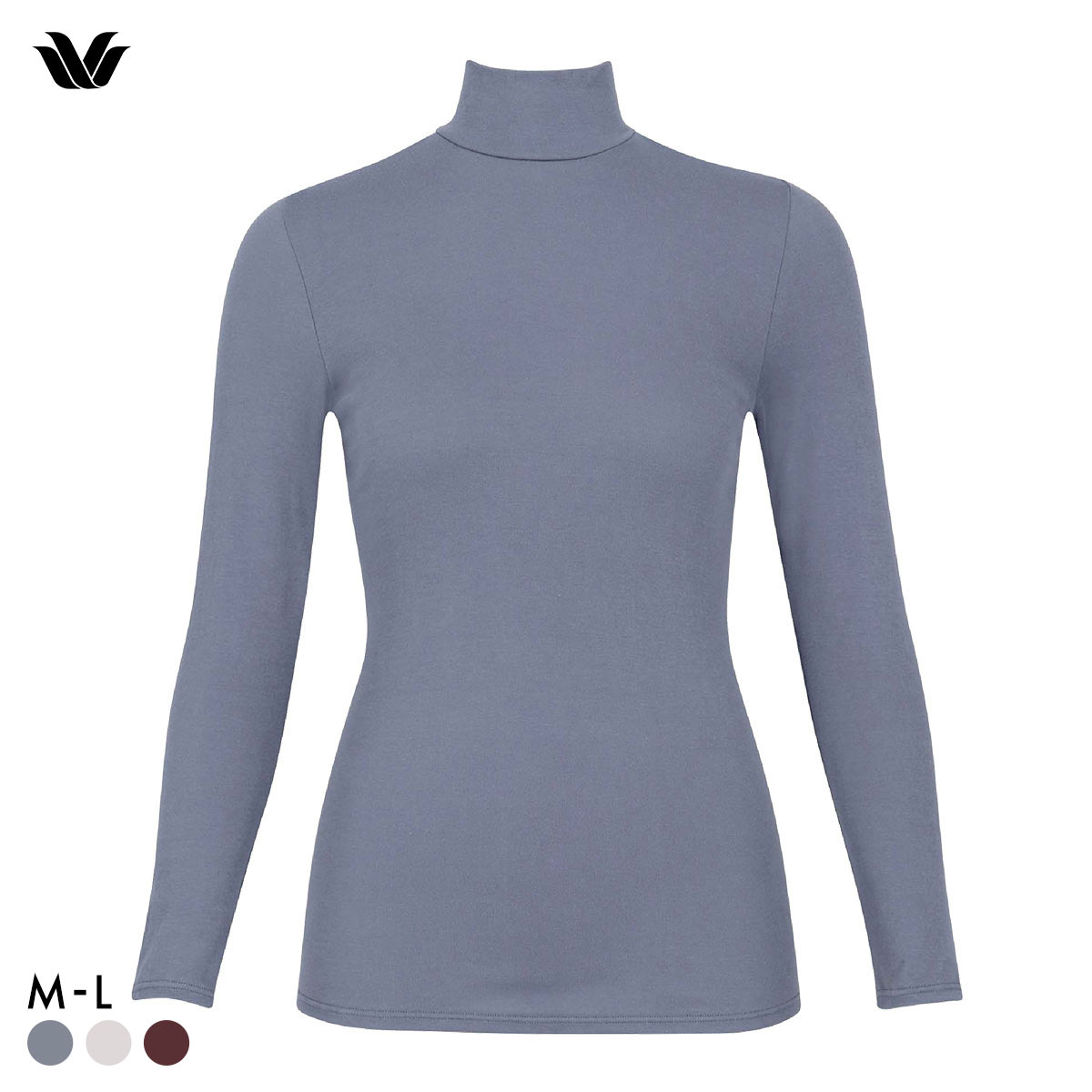 ワコール WACOALコットン オーガニックコットン100％ あったか ゆったりタイプ 冬用 長袖 ボトルネック インナー ML 保温 Wacoal(GY-グレー-M)