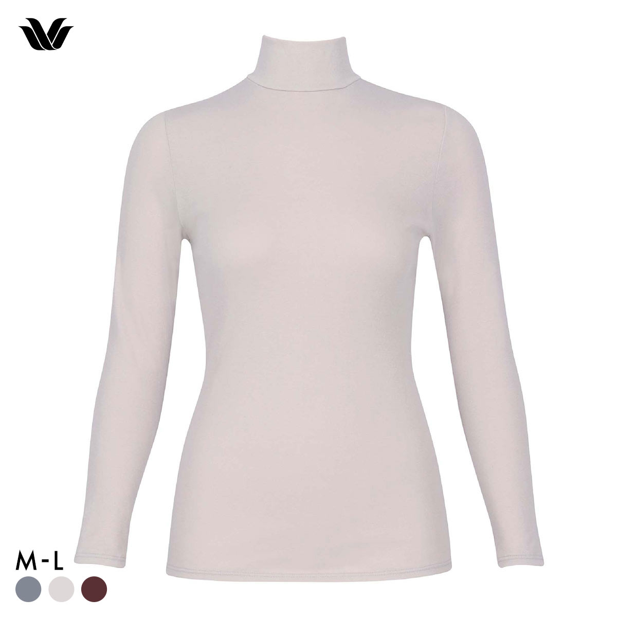 ワコール WACOALコットン オーガニックコットン100％ あったか ゆったりタイプ 冬用 長袖 ボトルネック インナー ML 保温 Wacoal(LGY-薄グレー-M)