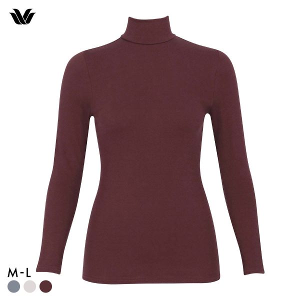 ワコール WACOALコットン オーガニックコットン100％ あったか ゆったりタイプ 冬用 長袖 ボトルネック インナー ML 保温 Wacoal