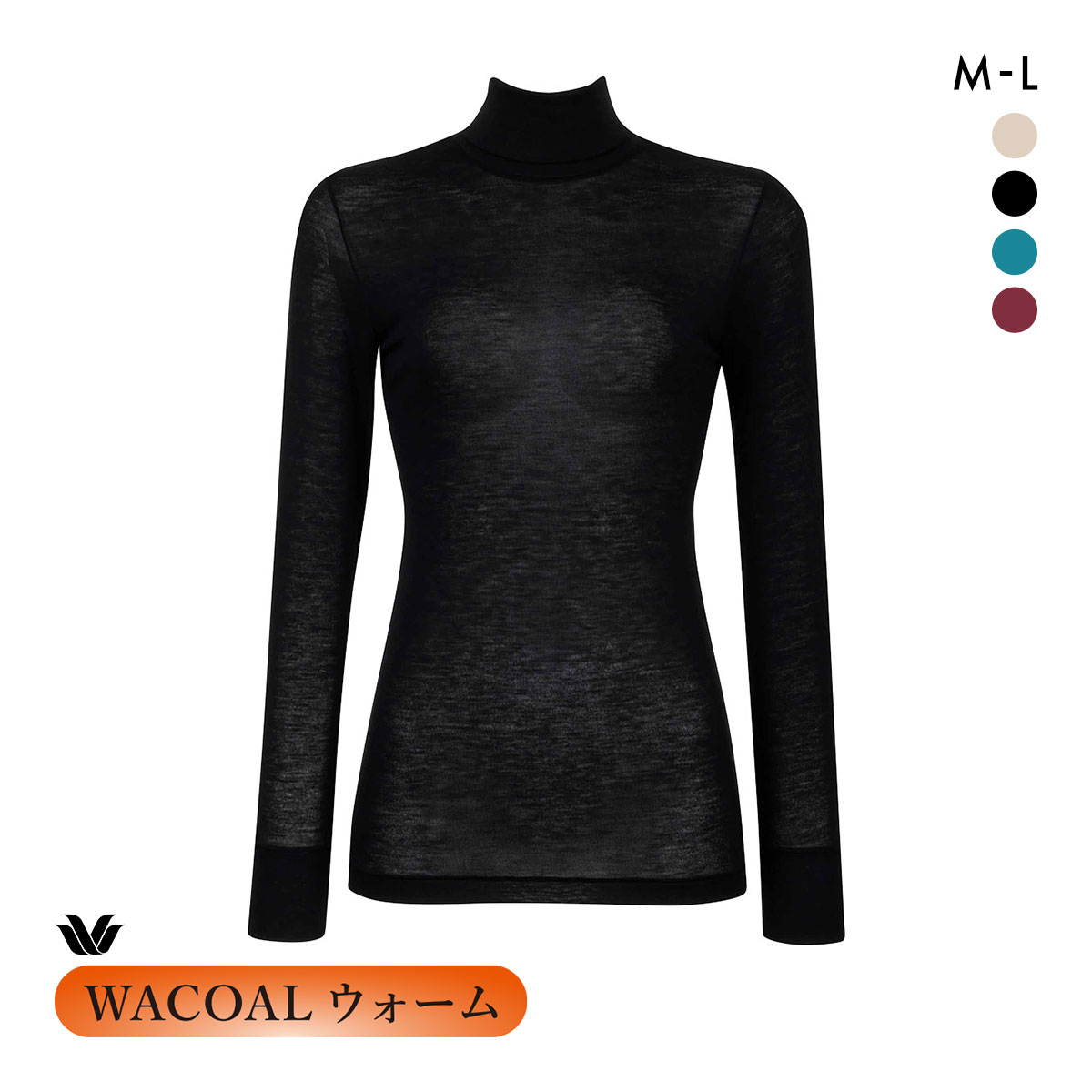 ワコール ウォーム カシミヤ混 長袖 ハイネック インナー ML CLD767 WACOALウォーム 67G あったか(BK-ブラック-M)
