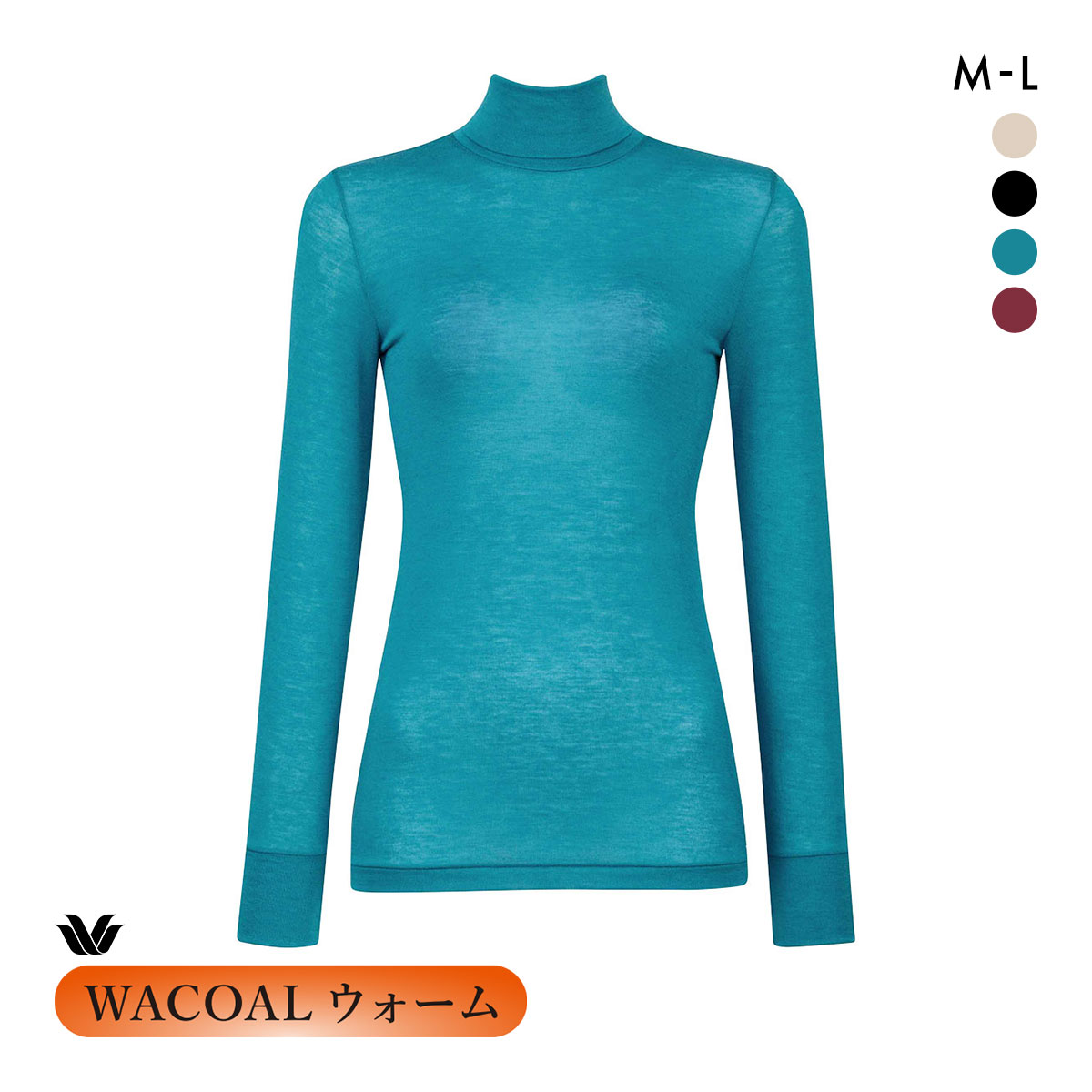 ワコール ウォーム カシミヤ混 長袖 ハイネック インナー ML CLD767 WACOALウォーム 67G あったか(BU-ブルー-M)