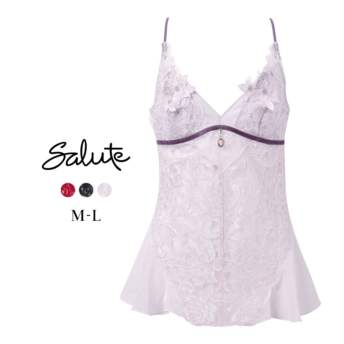 ワコール サルート 27グループ 27G キャミソール ML フレアーシルエット カメオ Wacoal Salute CTJ227 25AWブルーム(PI-ピンク-M)