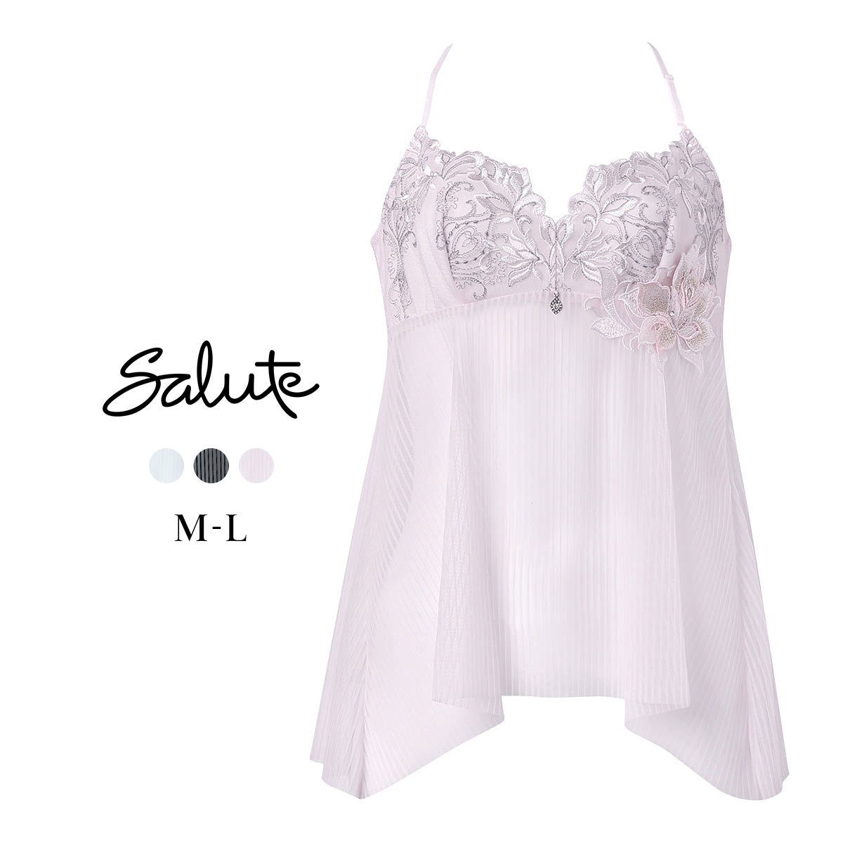 ワコール サルート 38グループ 38G キャミソール ランジェリー フレアシルエット ホルターネック ML Wacoal Salute CTJ238 26SSブライト(LPI-薄ピンク-M)