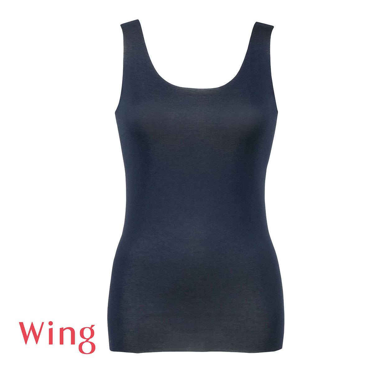 ワコール Wacoal ウイング Wing 綿の贅沢 オーガニック フラット ノースリーブ M L LL タンクトップ 吸汗速乾 抗菌防臭 ひびきにくい(NV-ネイビー-M)