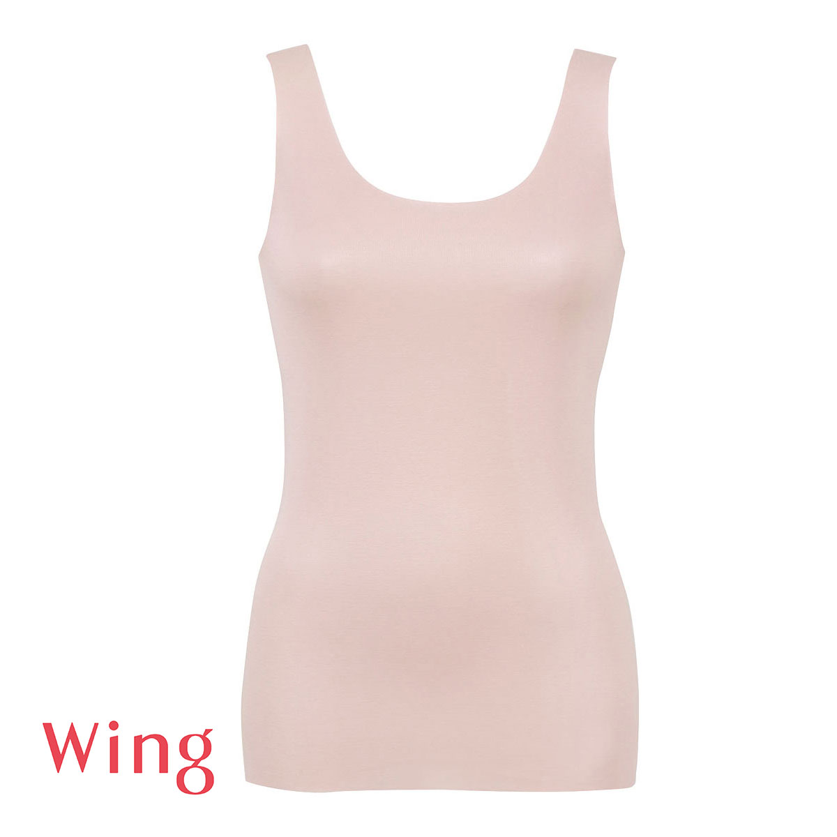 ワコール Wacoal ウイング Wing 綿の贅沢 オーガニック フラット ノースリーブ M L LL タンクトップ 吸汗速乾 抗菌防臭 ひびきにくい(PB-ピンクベージュ-M)