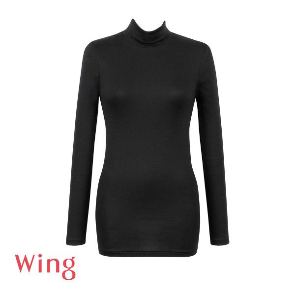 ワコール Wacoal ウイング Wing 綿の贅沢オーガニック ハイネック タートルネック あったかインナー 9分袖 長袖 吸湿発熱