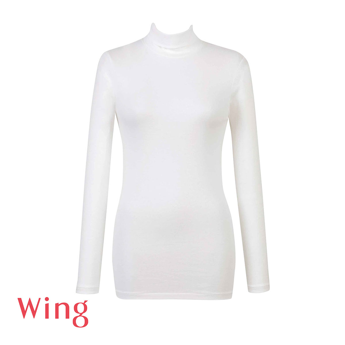 ワコール Wacoal ウイング Wing 綿の贅沢オーガニック ハイネック タートルネック あったかインナー 9分袖 長袖 吸湿発熱(IV-アイボリー-M)