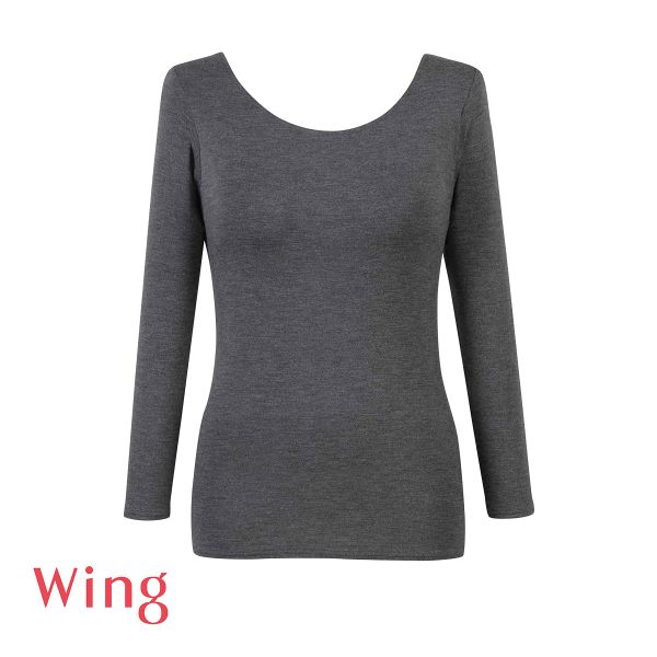 ワコール Wacoal ウイング Wing ラクしてキレイ シンクロブラトップ 保温タイプ 8分袖 長袖 カップ付きインナー あったか
