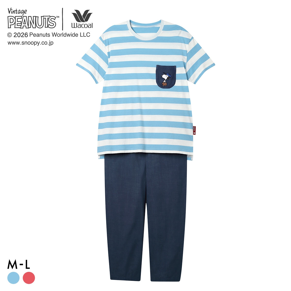 ワコール PEANUTS×ワコール ルームウェア 半袖 上下セット 綿100％ パジャマ Wacoal リラックス＆スリープ