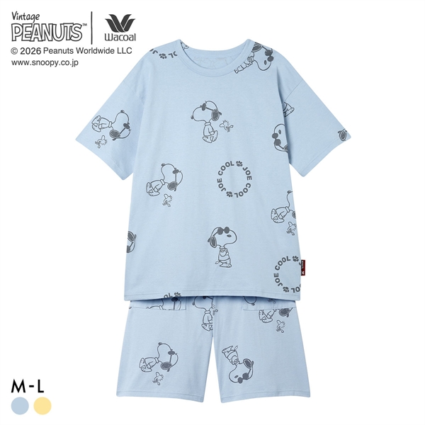 ワコール PEANUTS×ワコール ルームウェア 半袖 上下セット JOE COOL 綿100％ パジャマ Wacoal リラックス＆スリープ