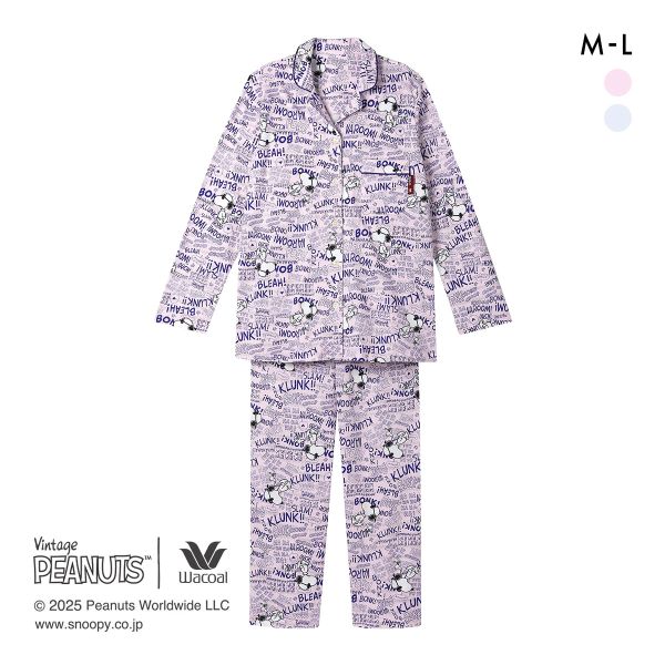 ワコール PEANUTS×ワコール シャツパジャマ 長袖 上下セット 綿100％ レディース Wacoal リラックス＆スリープ