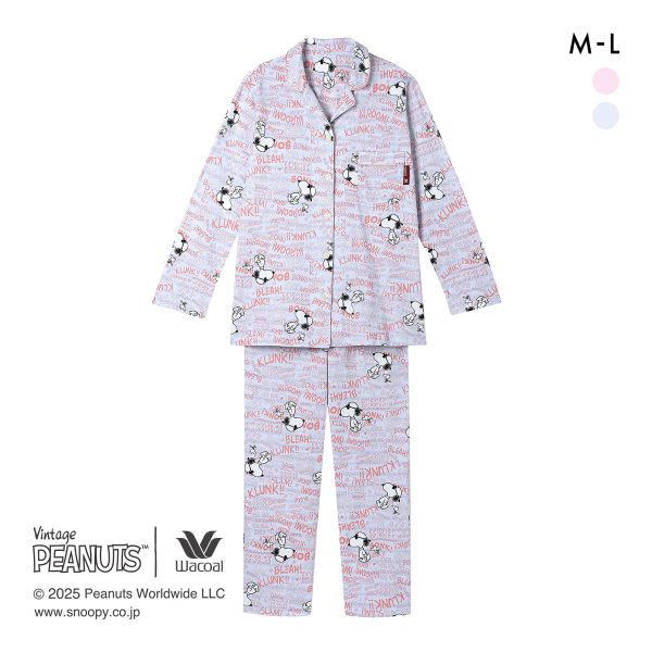 ワコール PEANUTS×ワコール シャツパジャマ 長袖 上下セット 綿100％ レディース Wacoal リラックス＆スリープ