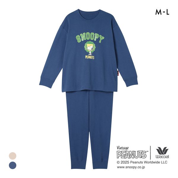 ワコール リラックス＆スリープ PEANUTS×ワコール スヌーピー ルームウェア 長袖 上下セット パジャマ 綿100％ レディース Wacoal