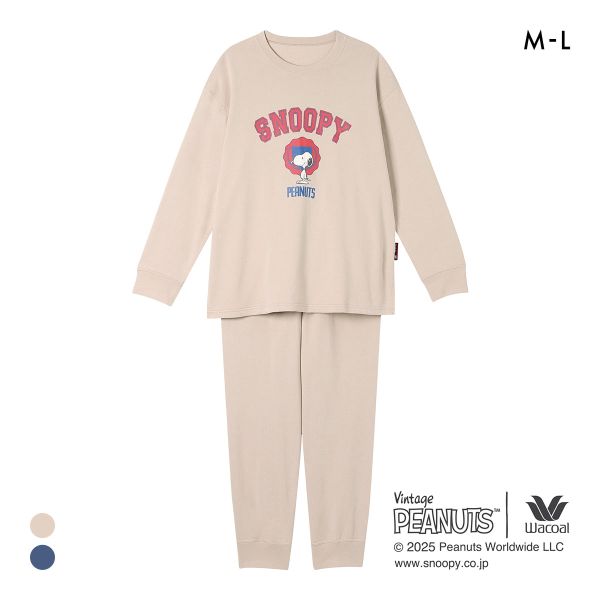 ワコール リラックス＆スリープ PEANUTS×ワコール スヌーピー ルームウェア 長袖 上下セット パジャマ 綿100％ レディース Wacoal