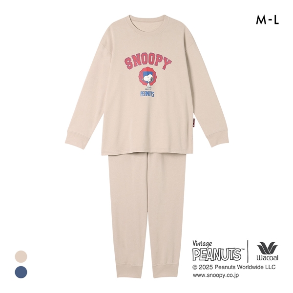 ワコール リラックス＆スリープ PEANUTS×ワコール スヌーピー ルームウェア 長袖 上下セット パジャマ 綿100％ レディース Wacoal