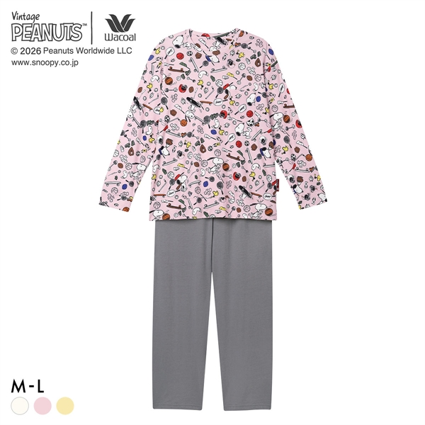 ワコール PEANUTS×ワコール ルームウェア 長袖 上下セット パジャマ 綿100％ レディース Wacoal リラックス＆スリープ
