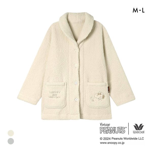 ワコール リラックス＆スリープ PEANUTS×ワコール スヌーピー ローブ 長袖 パジャマ ルームウェア 羽織 ボア Wacoal