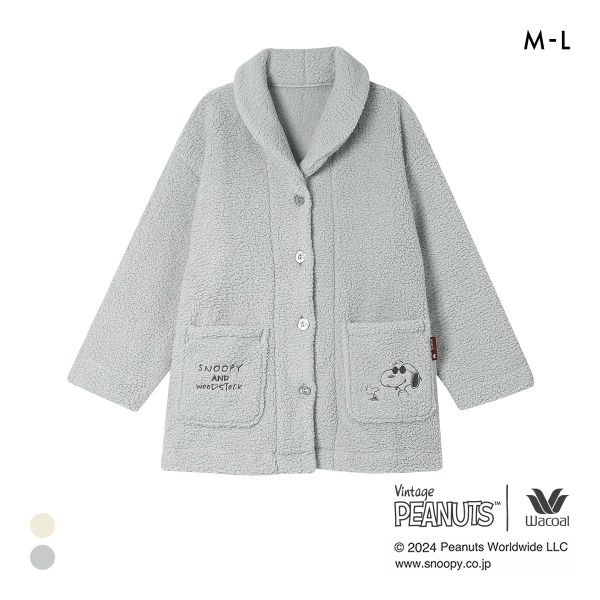 ワコール リラックス＆スリープ PEANUTS×ワコール スヌーピー ローブ 長袖 パジャマ ルームウェア 羽織 ボア Wacoal