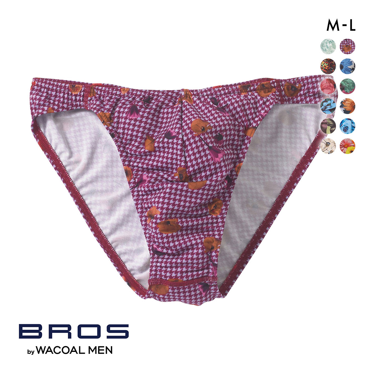 ブロス バイ ワコールメン BROS by WACOAL MEN  ハナコトバパンツ 花柄 ビキニ ブリーフ GF2220 メンズ 前とじ ノーマル丈(RE-レッド-M)