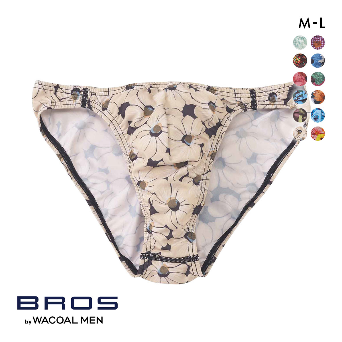 ブロス バイ ワコールメン BROS by WACOAL MEN  ハナコトバパンツ 花柄 ビキニ ブリーフ GF2220 メンズ 前とじ ノーマル丈(CR-クリーム-M)