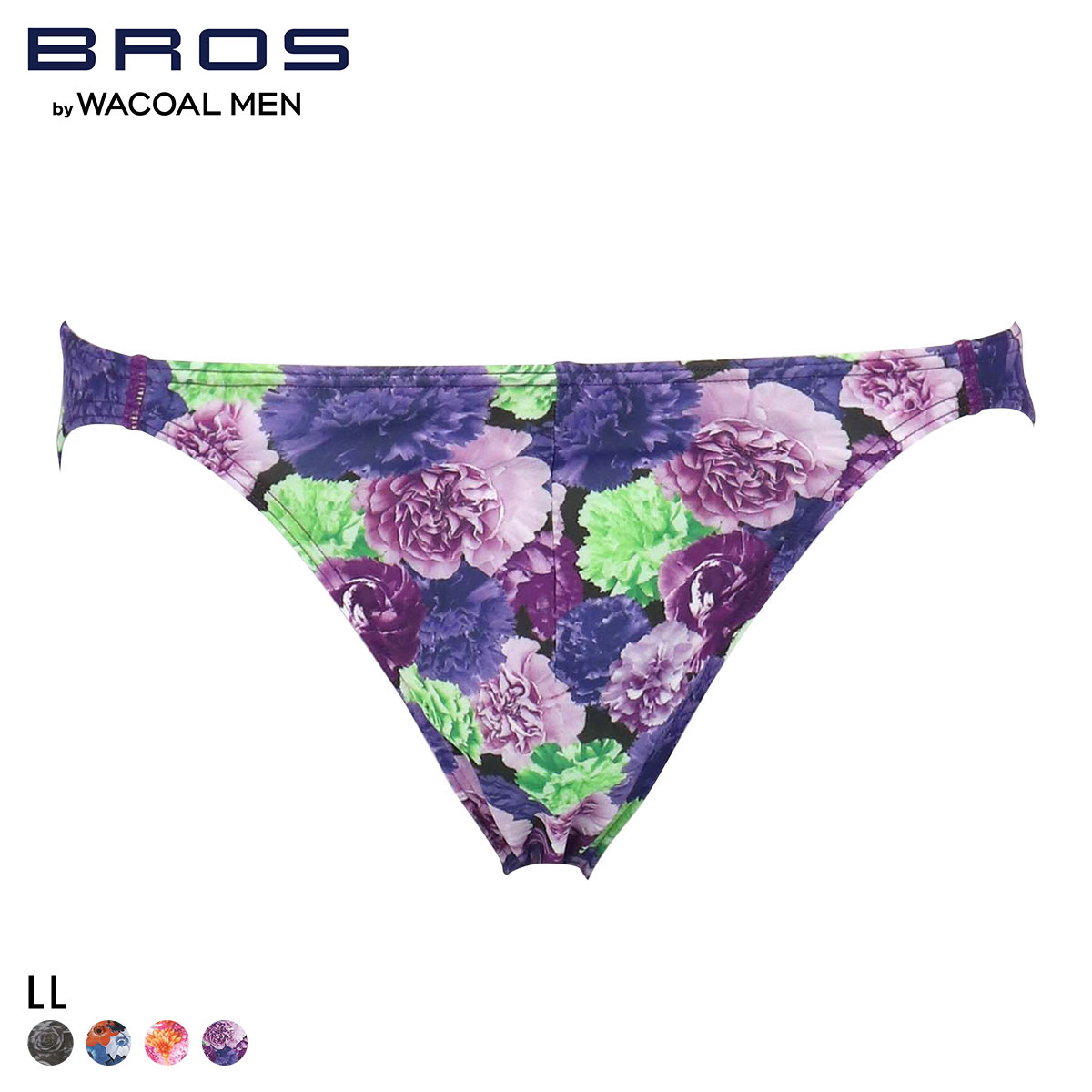 ブロス バイ ワコールメン ハナコトバパンツ 花柄 ビキニ ブリーフ LL GF2221 メンズ 前閉じ ノーマル丈 BROS by WACOAL MEN(VI-バイオレット-LL)