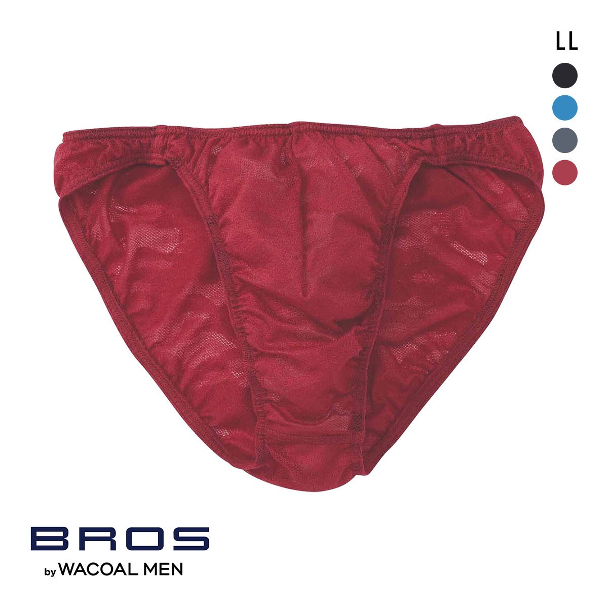 ブロス バイ ワコールメン レースブリーフ LL メンズ 前とじ ノーマル丈 通気性 BROS by WACOAL MEN GF2441(WI-ワイン-LL)