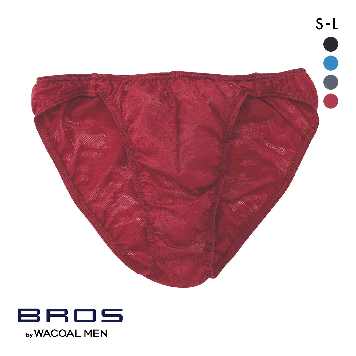 ブロス バイ ワコールメン レースブリーフ SML メンズ 前とじ ノーマル丈 通気性 BROS by WACOAL MEN(WI-ワイン-S)